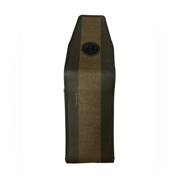 FENDI Roma Vintage Pecan Pattern Case Block Check Leather PVC Small Holder - Picture 10 of 11